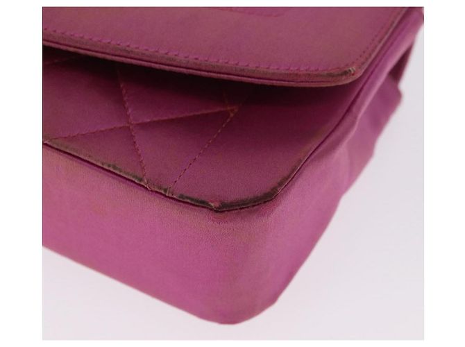 CHANEL Matelasse Chain Shoulder Bag Satin Pink Gold CC Auth 192128 Rosa D'oro - vista 15
