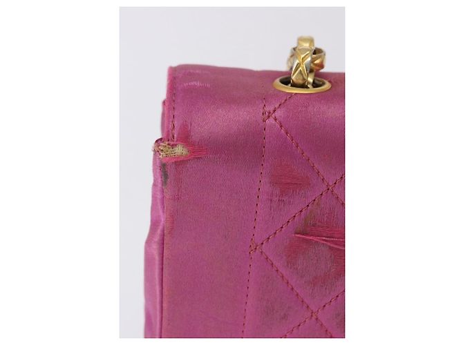 CHANEL Matelasse Chain Shoulder Bag Satin Pink Gold CC Auth 192128 Rosa D'oro - vista 3
