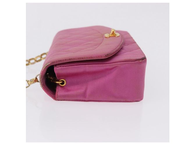 CHANEL Matelasse Chain Shoulder Bag Satin Pink Gold CC Auth 192128 Rosa D'oro - vista 5