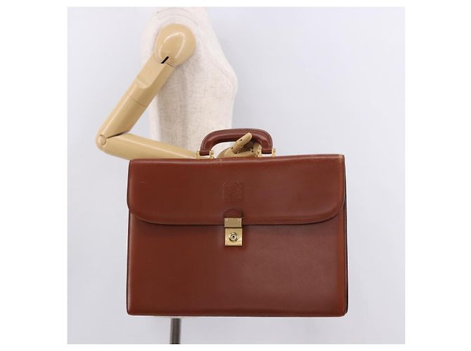 Borsa Business LOEWE in pelle marrone oro Auth bs36070 D'oro - vista 24
