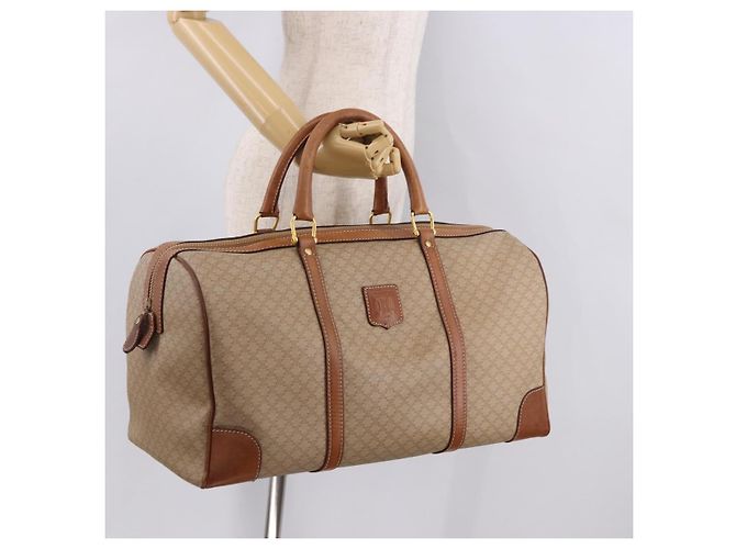 Céline Borsa CELINE Macadam Canvas PVC Beige Oro Autentica 186693 D'oro - vista 25