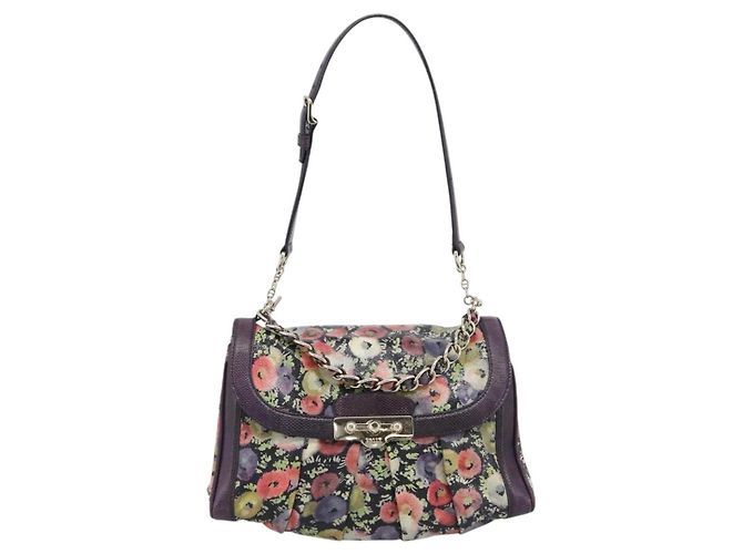 BALLY Hand Bag Leather Purple Gold Auth BA14389A Golden - view 13