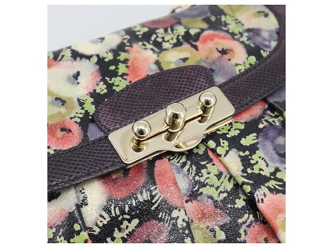 BALLY Hand Bag Leather Purple Gold Auth BA14389A Golden - view 18
