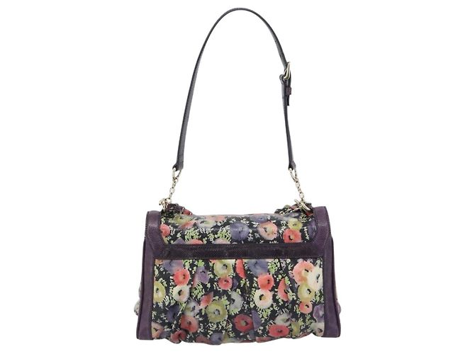 BALLY Hand Bag Leather Purple Gold Auth BA14389A Golden - view 2