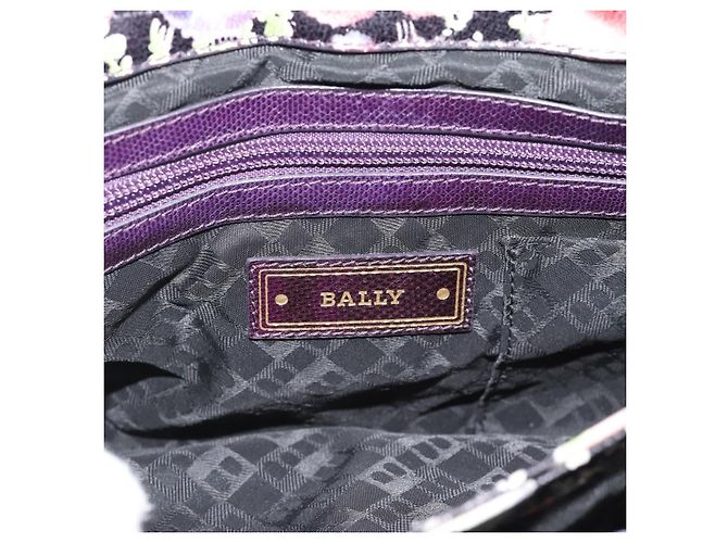 BALLY Hand Bag Leather Purple Gold Auth BA14389A Golden - view 20