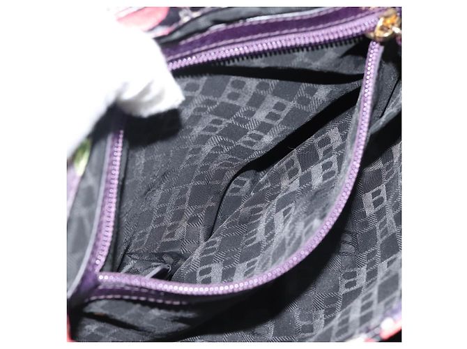 BALLY Hand Bag Leather Purple Gold Auth BA14389A Golden - view 24