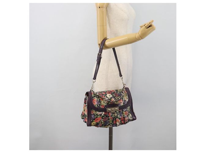 BALLY Hand Bag Leather Purple Gold Auth BA14389A Golden - view 27