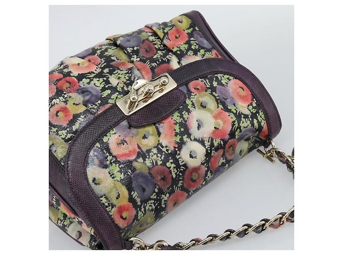 BALLY Hand Bag Leather Purple Gold Auth BA14389A Golden - view 6