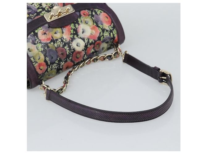 BALLY Hand Bag Leather Purple Gold Auth BA14389A Golden - view 9