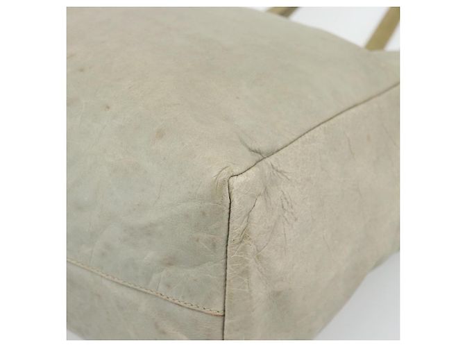 Miu Miu Tote Bag Leder Beige Silber Auth 192293 - Ansicht 14