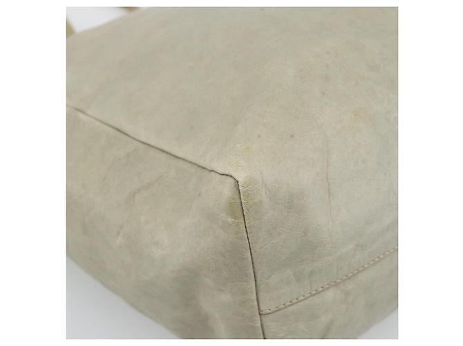 Miu Miu Tote Bag Leder Beige Silber Auth 192293 - Ansicht 15