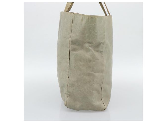 Miu Miu Tote Bag Leder Beige Silber Auth 192293 - Ansicht 3