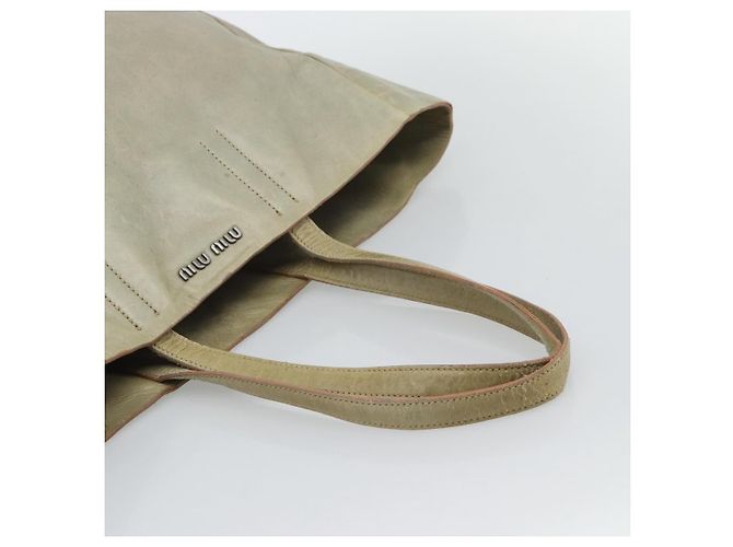 Miu Miu Tote Bag Leder Beige Silber Auth 192293 - Ansicht 7