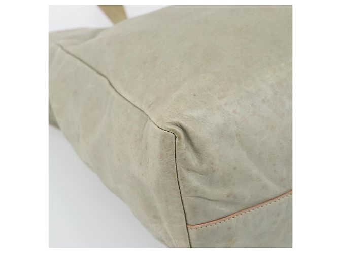 Miu Miu Tote Bag Leder Beige Silber Auth 192293 - Ansicht 9