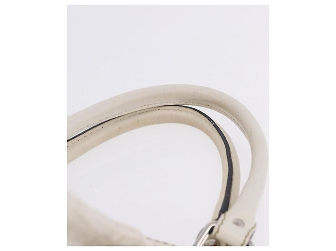 GUCCI GG Canvas Guccissima Tote Bag Leder Weiß Silber 211944 Auth ka5249 - Ansicht 14