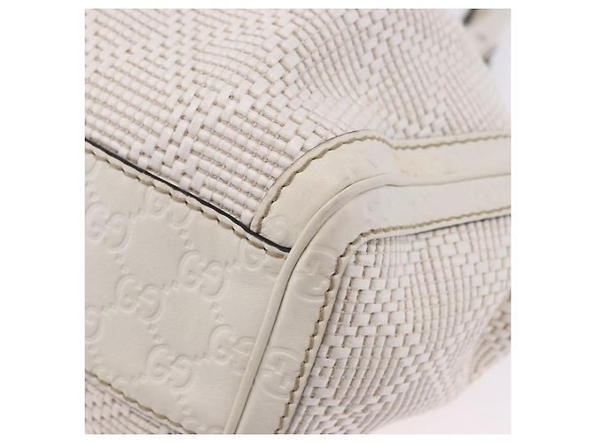 GUCCI GG Canvas Guccissima Tote Bag Leder Weiß Silber 211944 Auth ka5249 - Ansicht 15