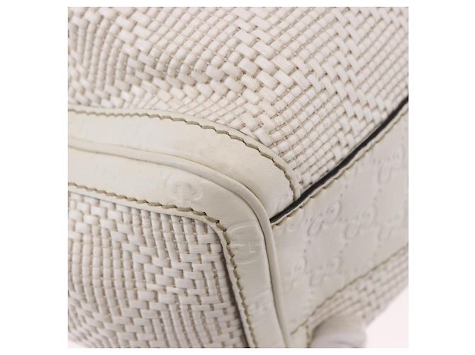 GUCCI GG Canvas Guccissima Tote Bag Leder Weiß Silber 211944 Auth ka5249 - Ansicht 16