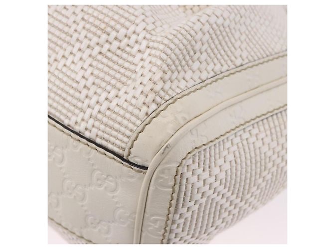 GUCCI GG Canvas Guccissima Tote Bag Leder Weiß Silber 211944 Auth ka5249 - Ansicht 17