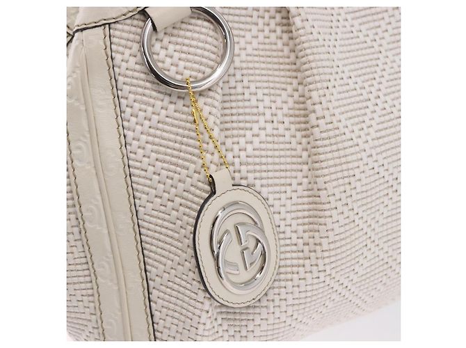 GUCCI GG Canvas Guccissima Tote Bag Leder Weiß Silber 211944 Auth ka5249 - Ansicht 18
