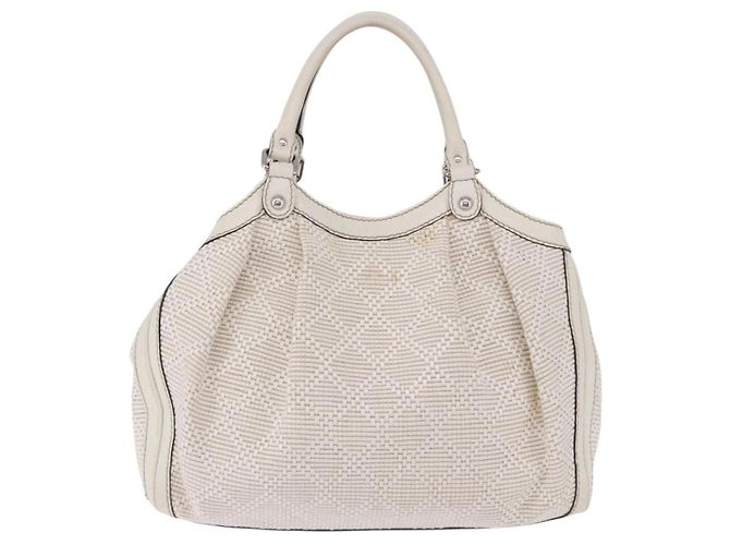 GUCCI GG Canvas Guccissima Tote Bag Leder Weiß Silber 211944 Auth ka5249 - Ansicht 2