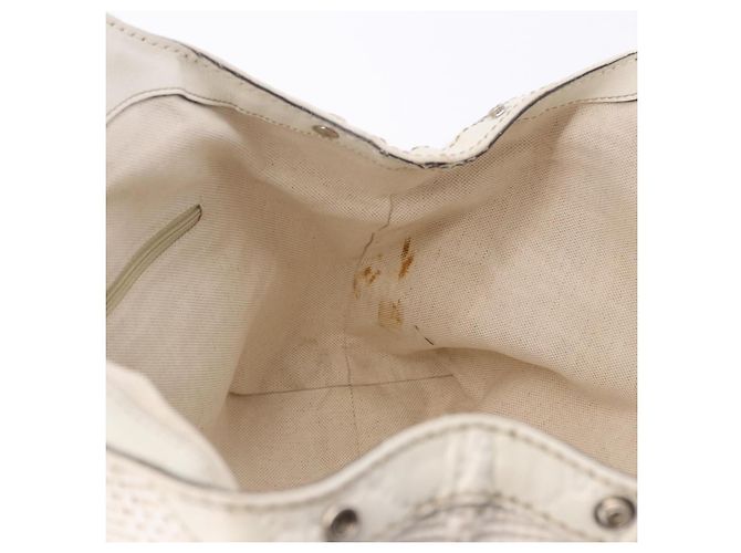 GUCCI GG Canvas Guccissima Tote Bag Leder Weiß Silber 211944 Auth ka5249 - Ansicht 20