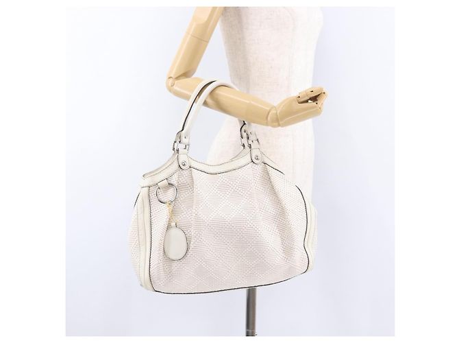 GUCCI GG Canvas Guccissima Tote Bag Leder Weiß Silber 211944 Auth ka5249 - Ansicht 24