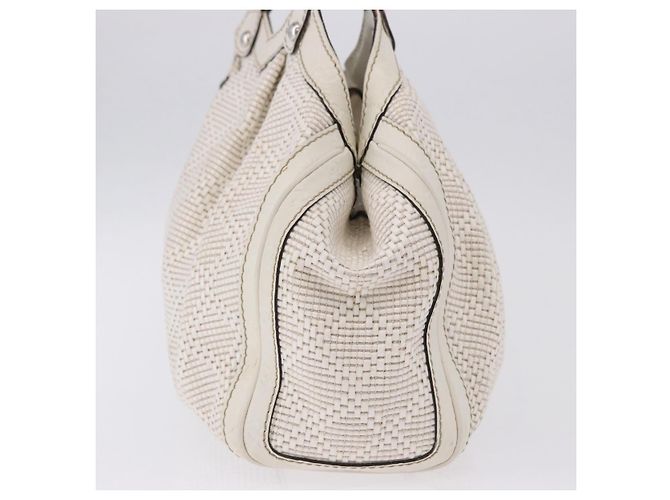 GUCCI GG Canvas Guccissima Tote Bag Leder Weiß Silber 211944 Auth ka5249 - Ansicht 4