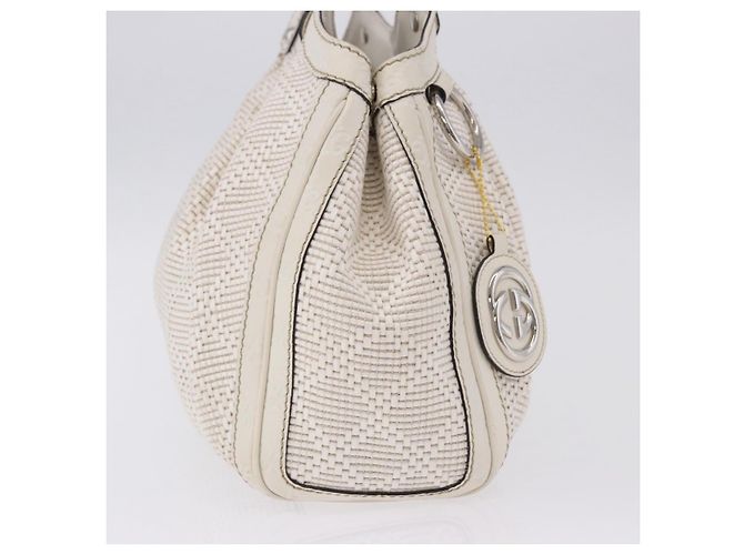 GUCCI GG Canvas Guccissima Tote Bag Leder Weiß Silber 211944 Auth ka5249 - Ansicht 5