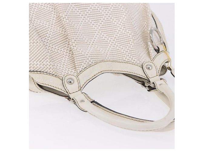 GUCCI GG Canvas Guccissima Tote Bag Leder Weiß Silber 211944 Auth ka5249 - Ansicht 7