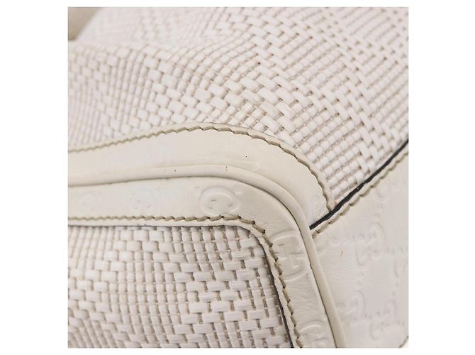 GUCCI GG Canvas Guccissima Tote Bag Leder Weiß Silber 211944 Auth ka5249 - Ansicht 9