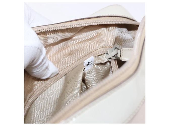 Borsa a Spalla PRADA in Pelle Avorio Argento Auth 192693A Crudo - vista 11