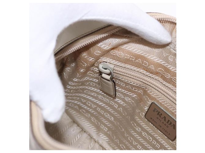Borsa a Spalla PRADA in Pelle Avorio Argento Auth 192693A Crudo - vista 22