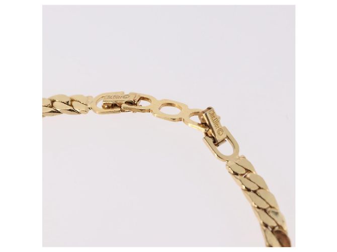 Collana Choker Christian Dior Lacquer Design Metallo Tonalità Oro Auth SW2529 - vista 15