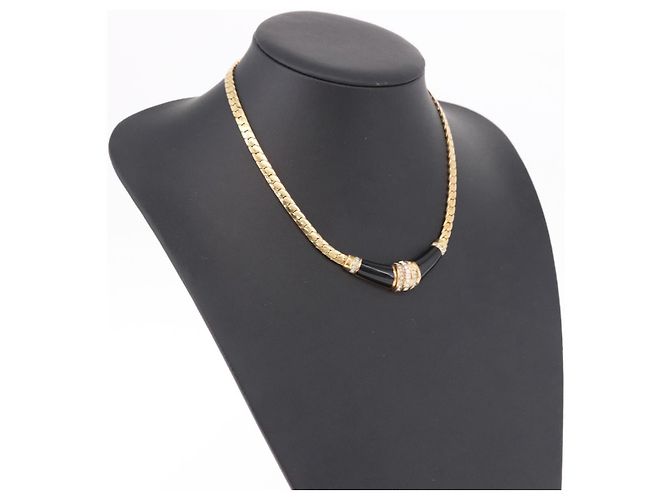 Collana Choker Christian Dior Lacquer Design Metallo Tonalità Oro Auth SW2529 - vista 16