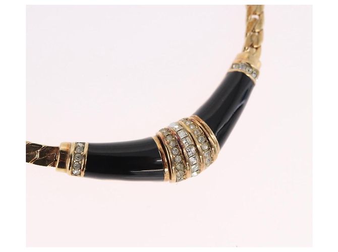 Collana Choker Christian Dior Lacquer Design Metallo Tonalità Oro Auth SW2529 - vista 3