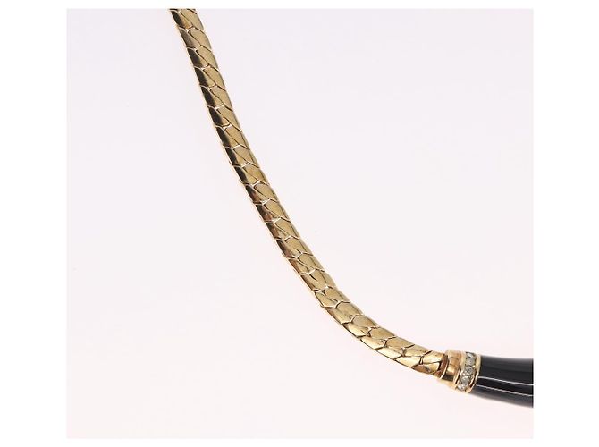 Collana Choker Christian Dior Lacquer Design Metallo Tonalità Oro Auth SW2529 - vista 4