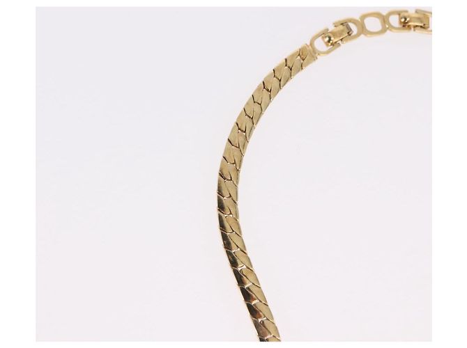 Collana Choker Christian Dior Lacquer Design Metallo Tonalità Oro Auth SW2529 - vista 5