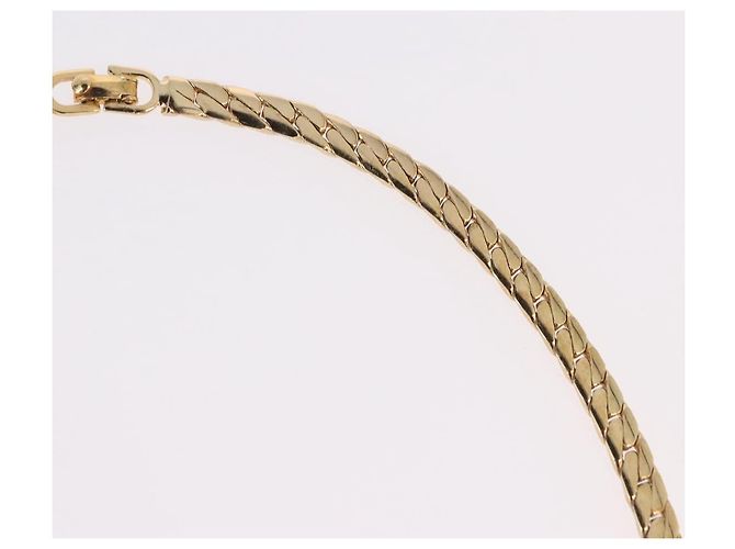 Collana Choker Christian Dior Lacquer Design Metallo Tonalità Oro Auth SW2529 - vista 7