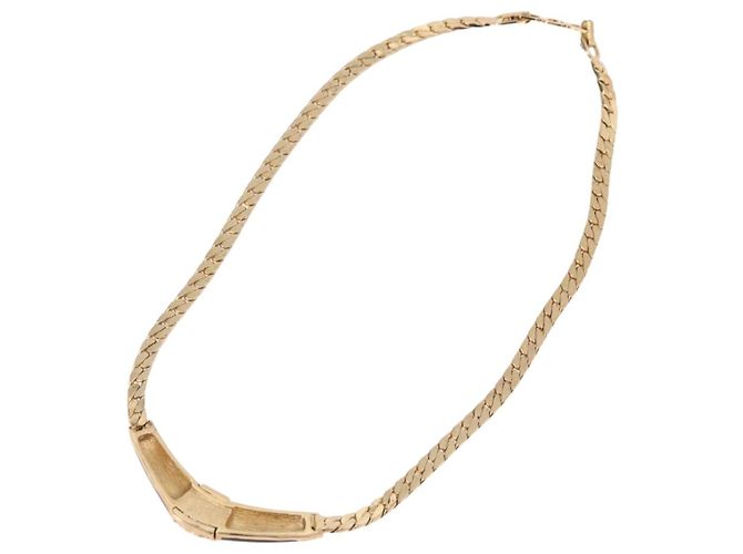 Collana Choker Christian Dior Lacquer Design Metallo Tonalità Oro Auth SW2529 - vista 9