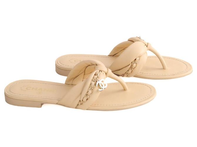 Sandali Chanel beige in pelle taglia 38 - vista 3