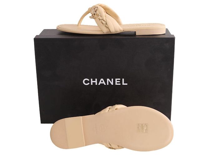 Sandali Chanel beige in pelle taglia 38 - vista 6