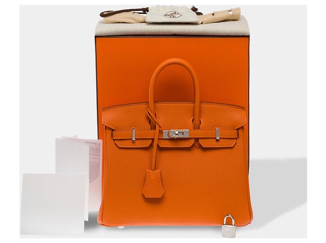 Hermès Borsa HERMES Birkin 25 in Pelle Arancione - 103752 - vista 2