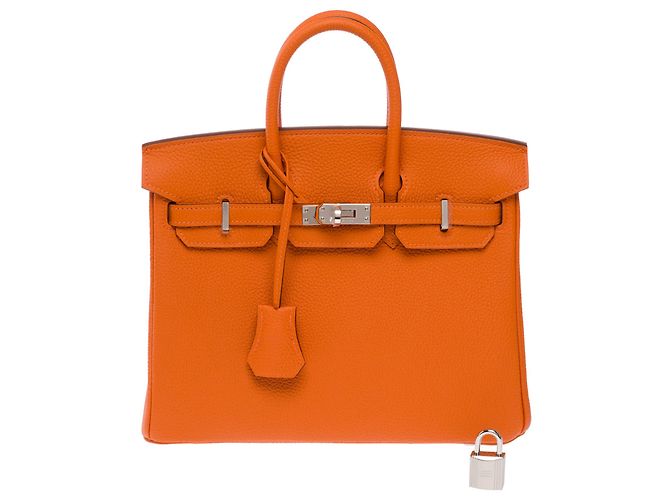 Hermès Borsa HERMES Birkin 25 in Pelle Arancione - 103752 - vista 3