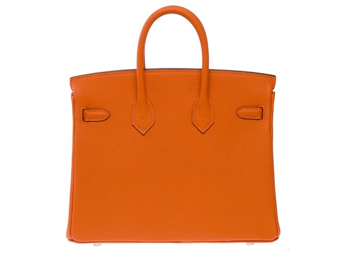 Hermès Borsa HERMES Birkin 25 in Pelle Arancione - 103752 - vista 4