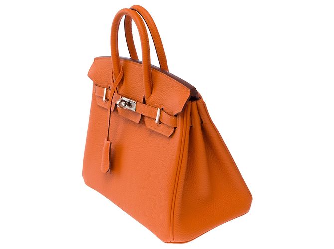 Hermès Borsa HERMES Birkin 25 in Pelle Arancione - 103752 - vista 5