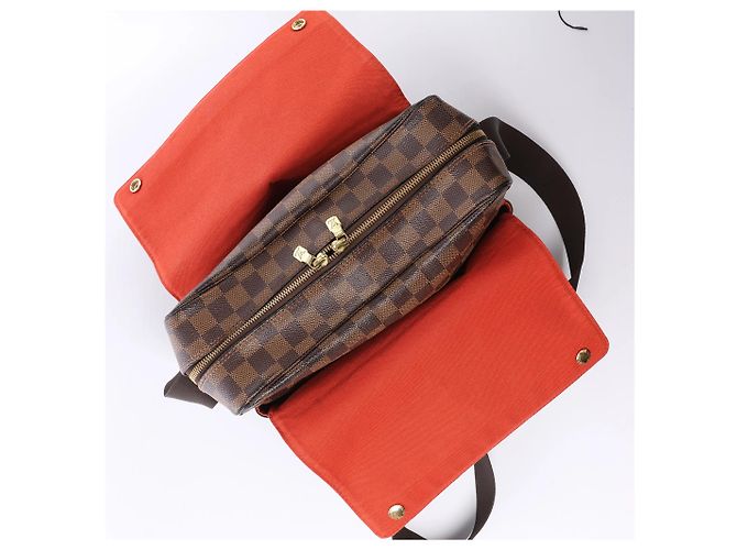 Borsa a tracolla Louis Vuitton Naviglio Damier Ebene marrone N45255 Rosso - vista 13
