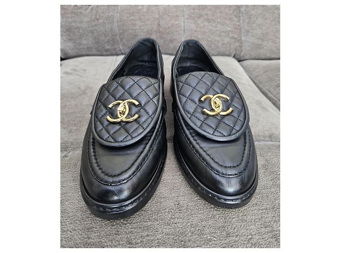 Mocassini Chanel in pelle trapuntata nera Nero - vista 10