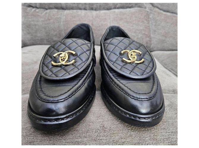 Mocassini Chanel in pelle trapuntata nera Nero - vista 11