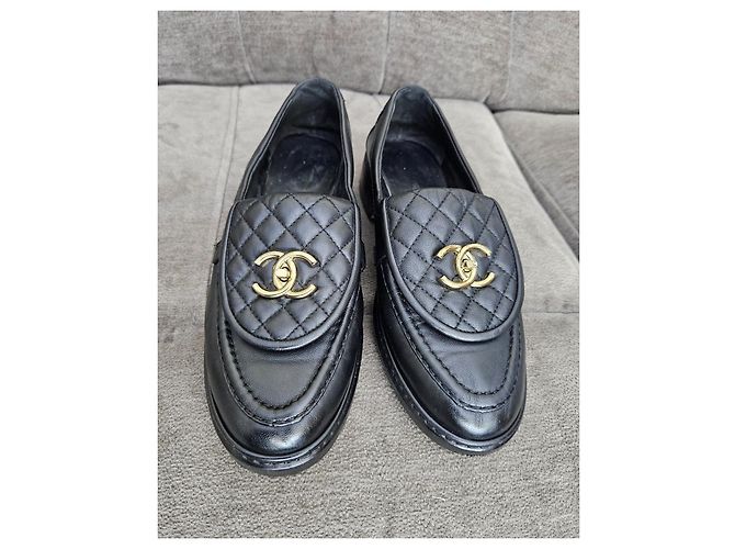 Mocassini Chanel in pelle trapuntata nera Nero - vista 12