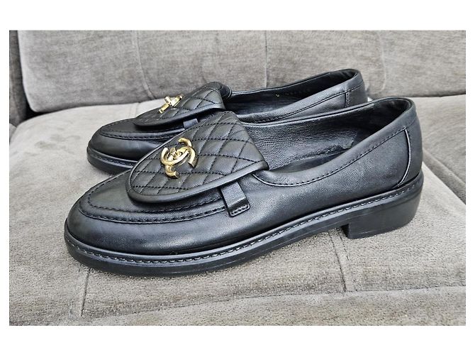 Mocassini Chanel in pelle trapuntata nera Nero - vista 14
